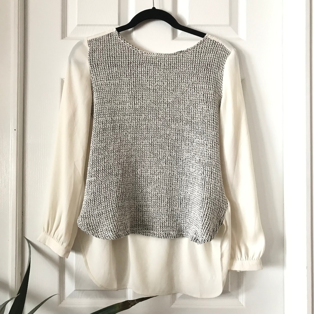 LOFT Women's Cream Blouse with Sweater Side MP